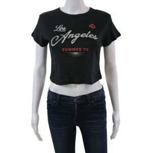 Girl Dangerous Womens Cotton Graphic Print Crew Neck Tee Top Black Size XS